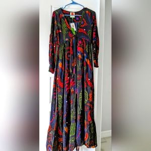 FARM Rio Navy Tropical Tapestry Maxi Dress